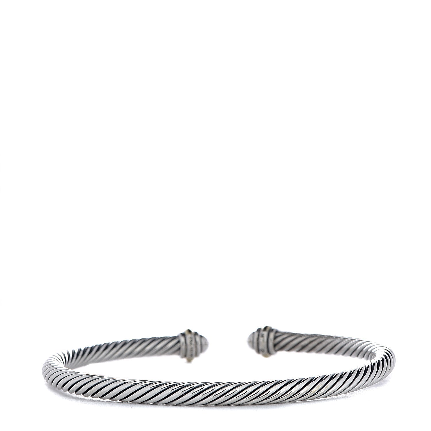 David Yurman Sterling Silver 18K Yellow Gold 4mm Cable Classics Bracelet 3 of 4