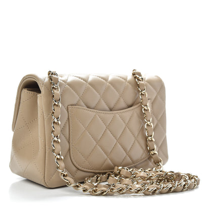 Chanel Lambskin Quilted Mini Rectangular Flap Dark Beige 3 of 10