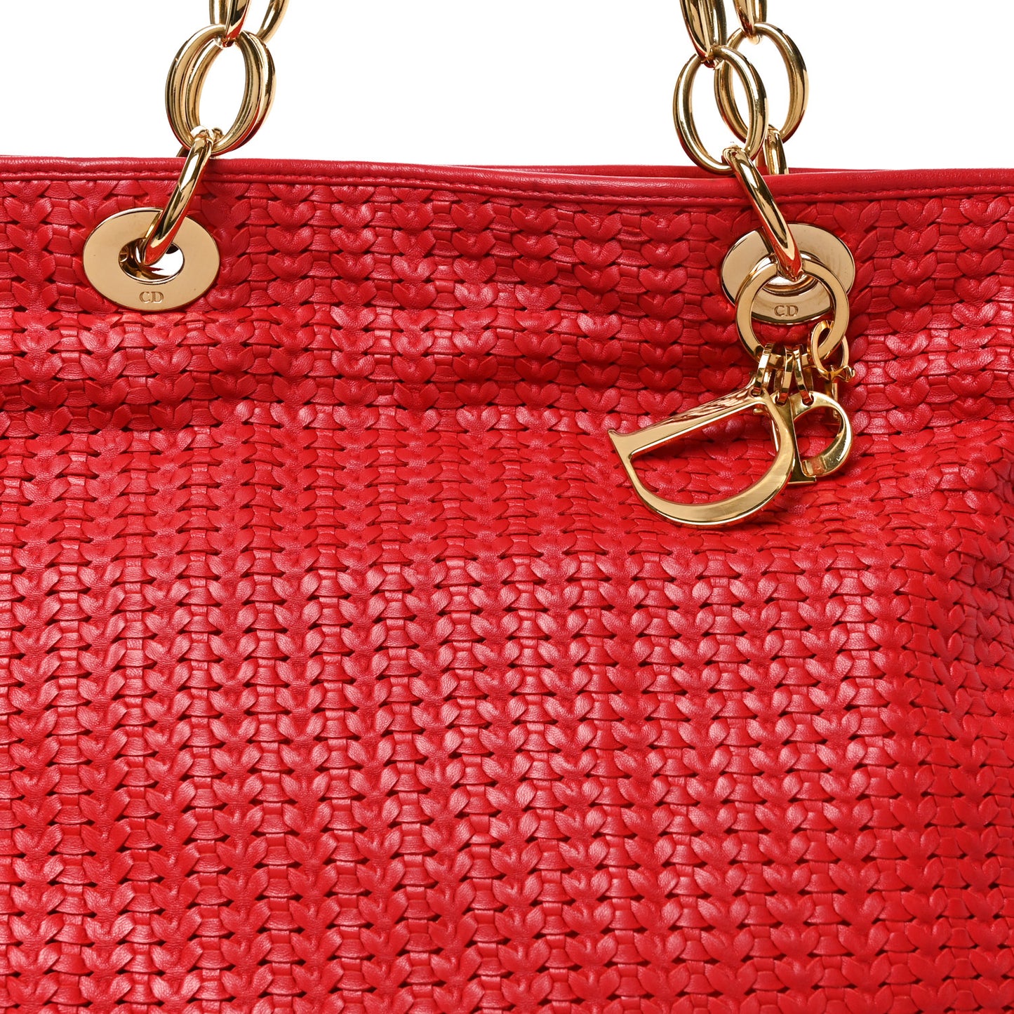 Lambskin Woven Large Dior Soft Tote Rouge Moyen