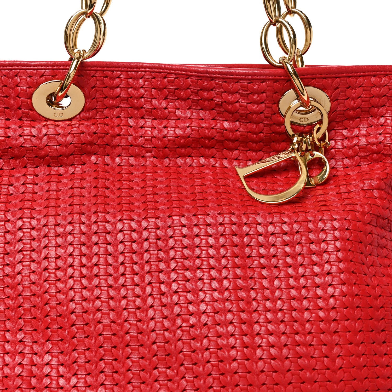 Christian Dior Lambskin Woven Large Dior Soft Tote Rouge Moyen 8 of 11