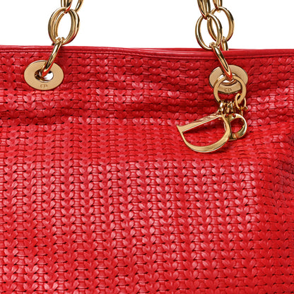 Christian Dior Lambskin Woven Large Dior Soft Tote Rouge Moyen 8 of 11
