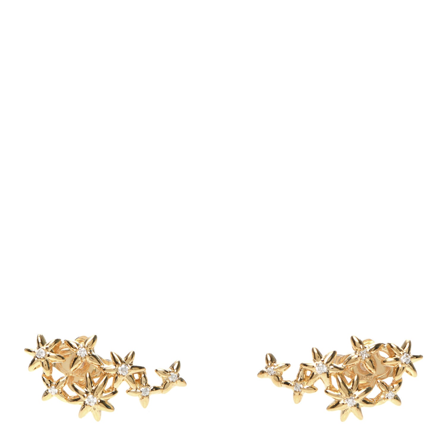 David Yurman 18K Yellow Gold Diamond Starburst Constellation Climber Earrings 1 of 5