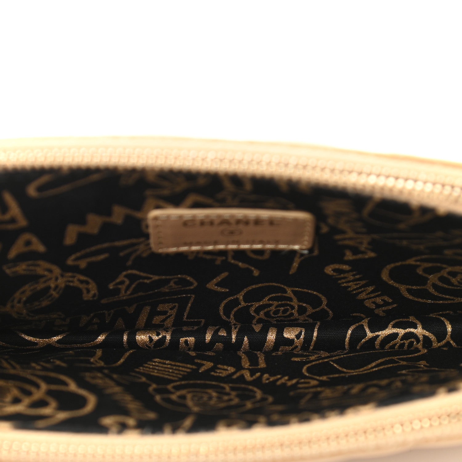 Chanel Metallic Lambskin Quilted Graffiti Small Clutch With Chain Gold 5 of 9