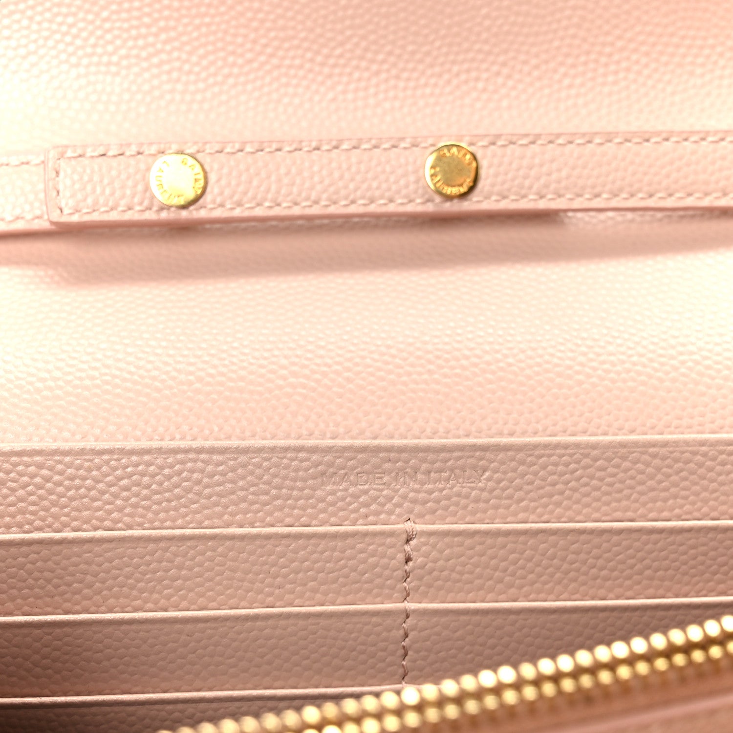 Saint Laurent Grain De Poudre Matelasse Chevron Monogram Chain Wallet Pale Pink 7 of 11