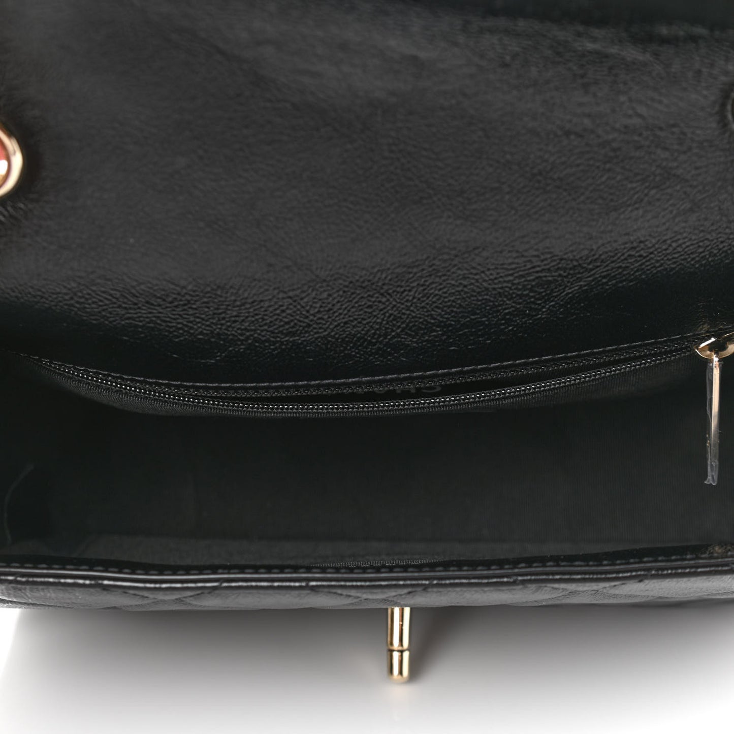 Crumpled Glazed Lambskin Quilted Small Flap Black