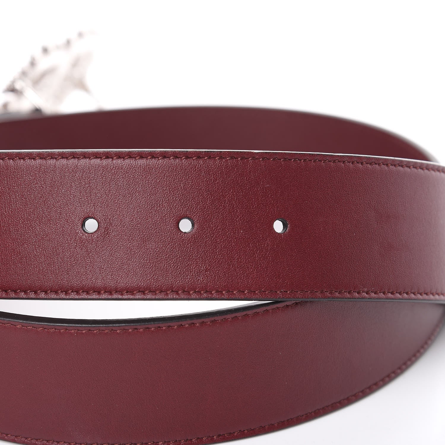 Gucci Calfskin Crystal Double G 40mm Belt 85 34 Vintage Bordeaux 5 of 6