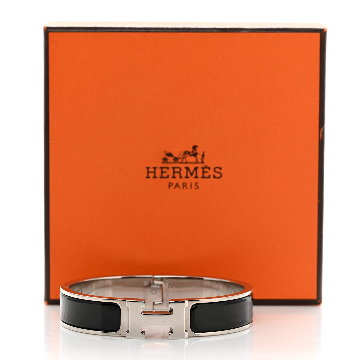 Enamel Narrow Clic Clac H Bracelet PM Black