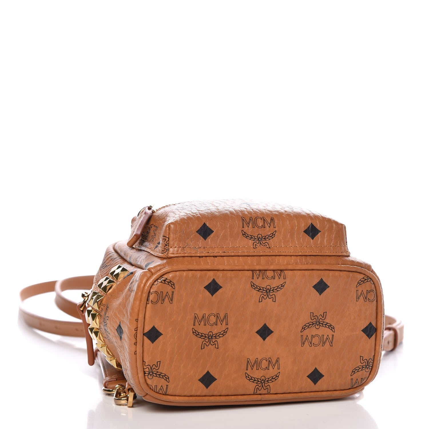 MCM Visetos Side Stud X-Mini Stark Backpack Cognac 4 of 11