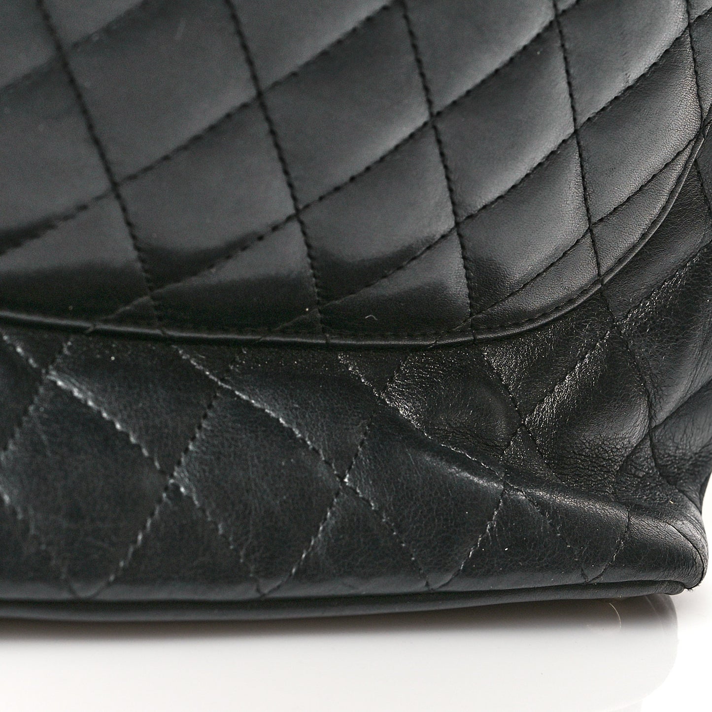 Calfskin Quilted Medium Cambon Tote Black White