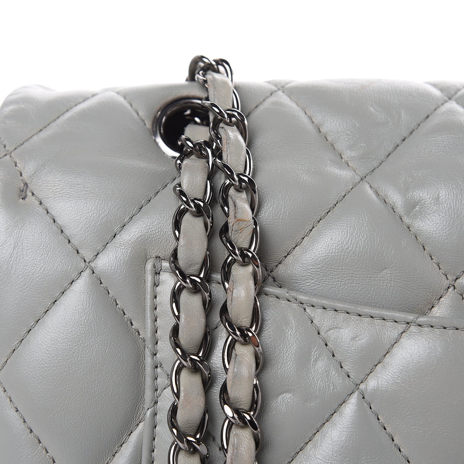 Chanel Lambskin Quilted Large 3 Flap Bag Grey 14 of 20
