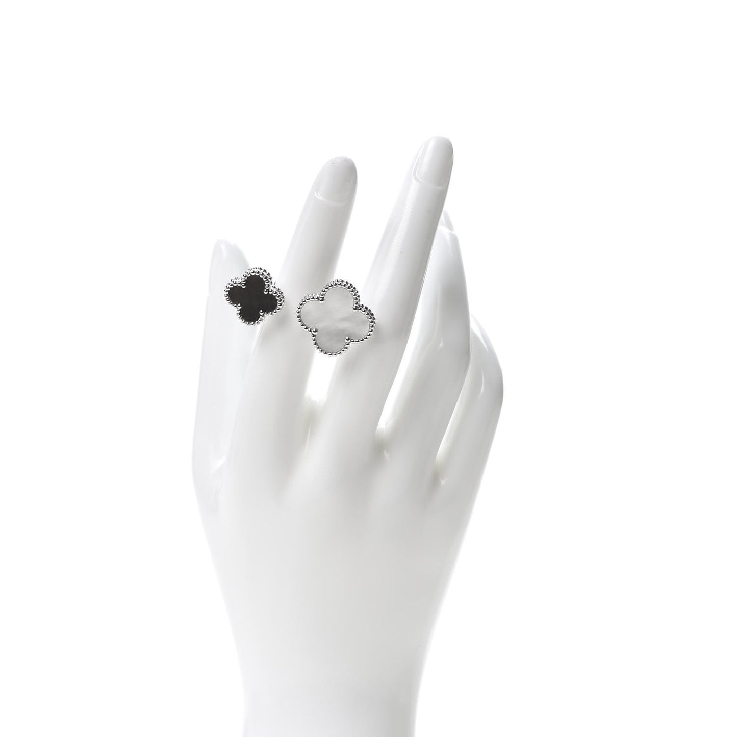 18K White Gold Mother of Pearl Magic Alhambra Between the Finger Ring 48 4.5