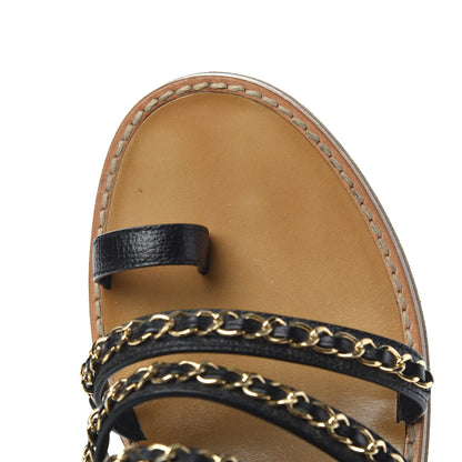 Chanel Lambskin Gladiator Chain Sandals 41 Black Gold 8 of 9