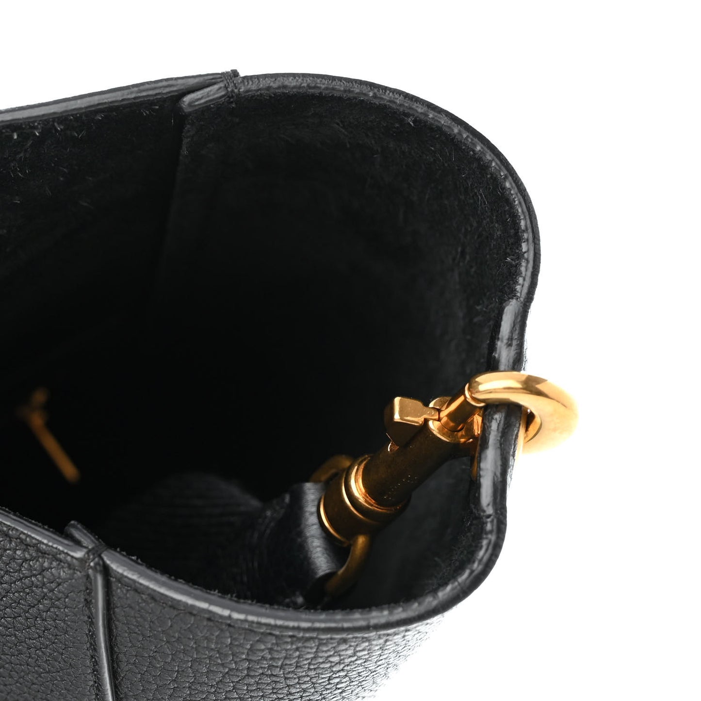 Soft Grained Calfskin Sangle Bucket Bag Black