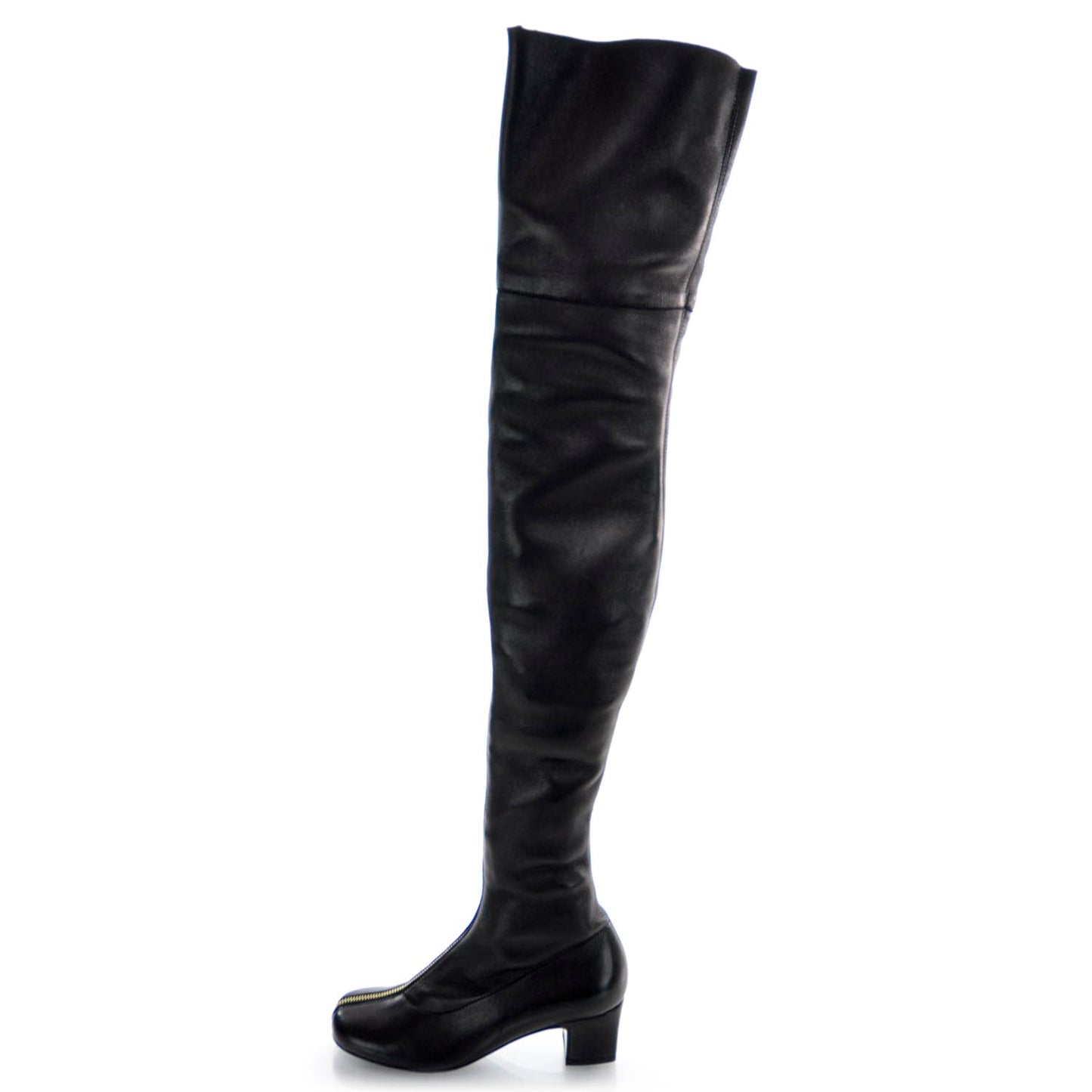 Leather Over The Knee Boots 35 Black