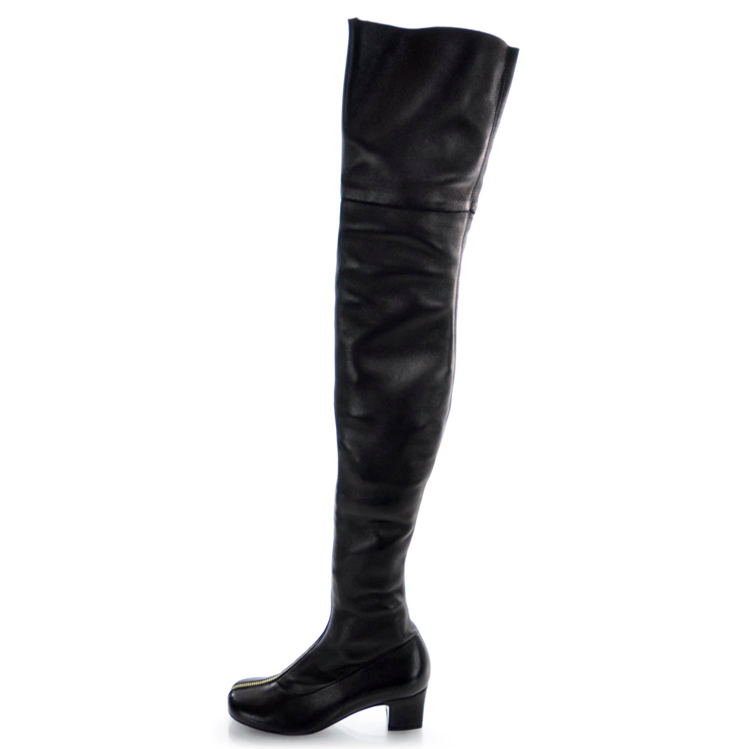 Chanel Leather Over The Knee Boots 35 Black 1 of 7