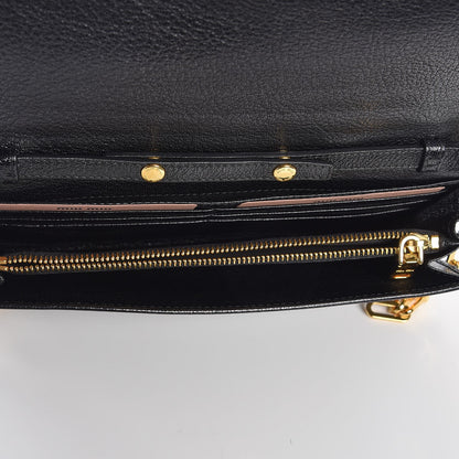 Miu Miu Goatskin Madras Wallet On Chain Black 5 of 7