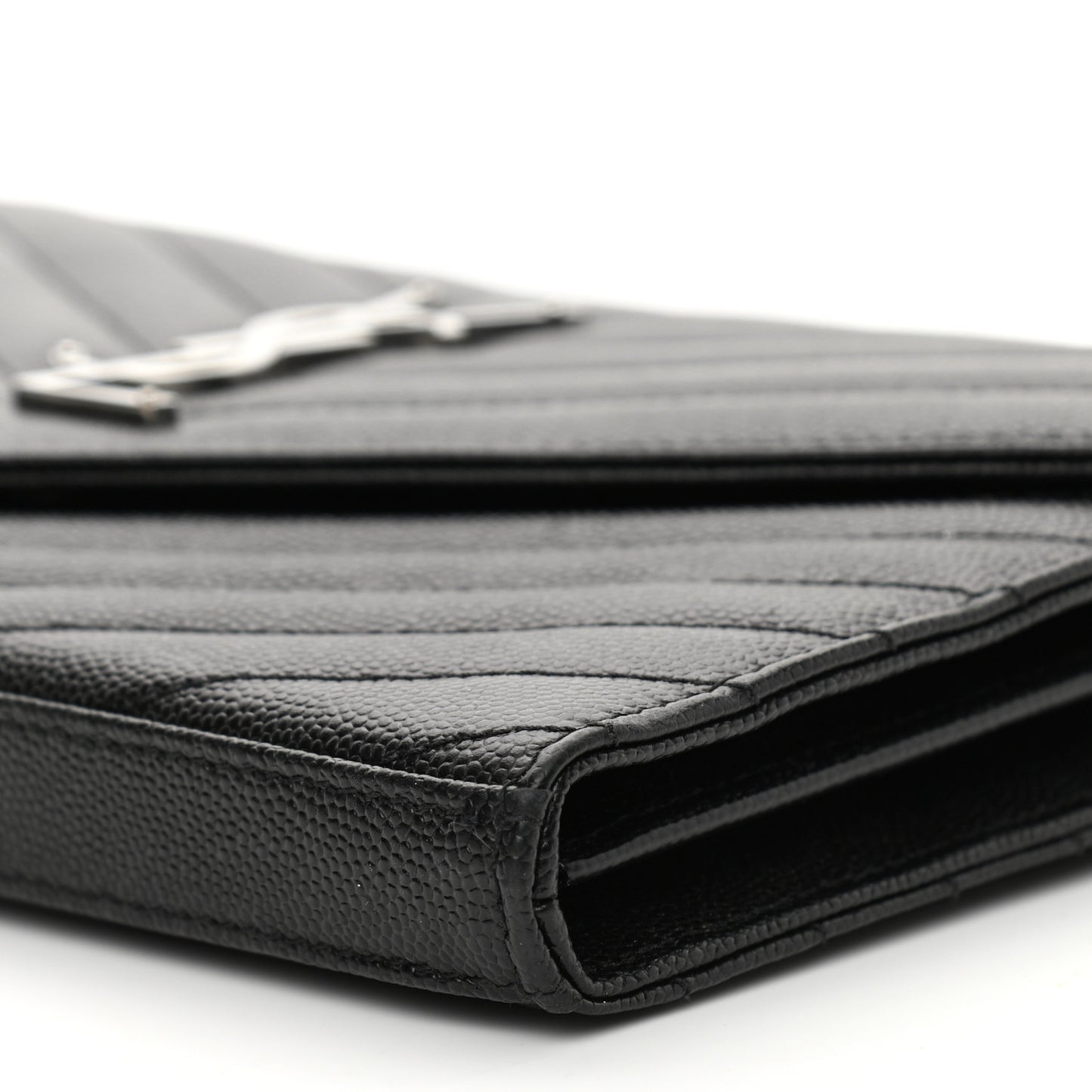 Grain De Poudre Matelasse Chevron Monogram Chain Wallet Black