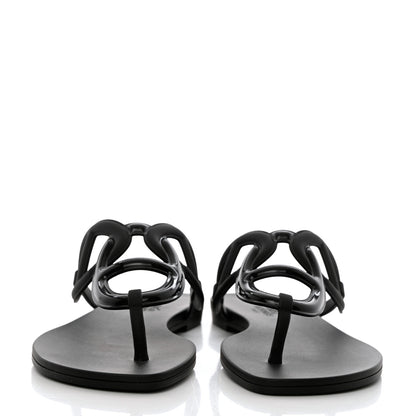 Hermes Rubber Womens Egerie Sandals 37 Black 2 of 8