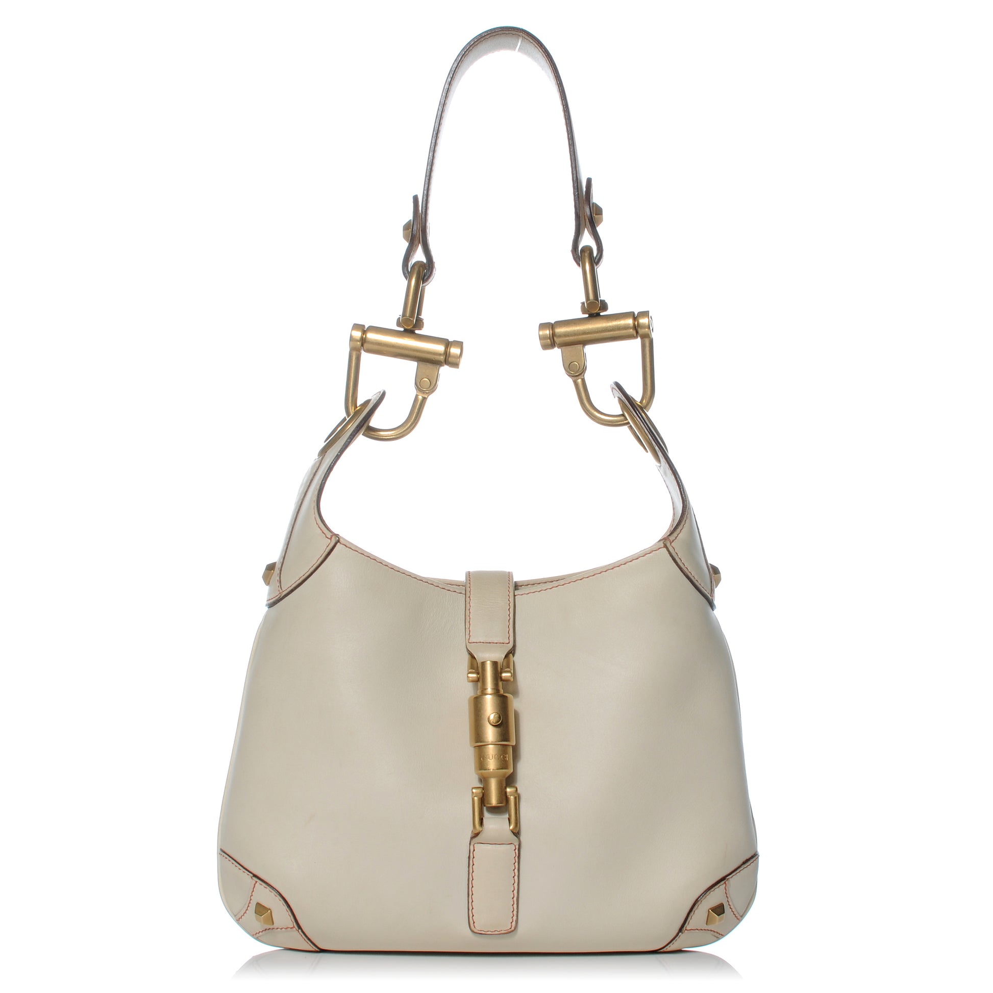 Gucci Leather Small Piston Lock Jackie O Hobo Off White 1 of 7