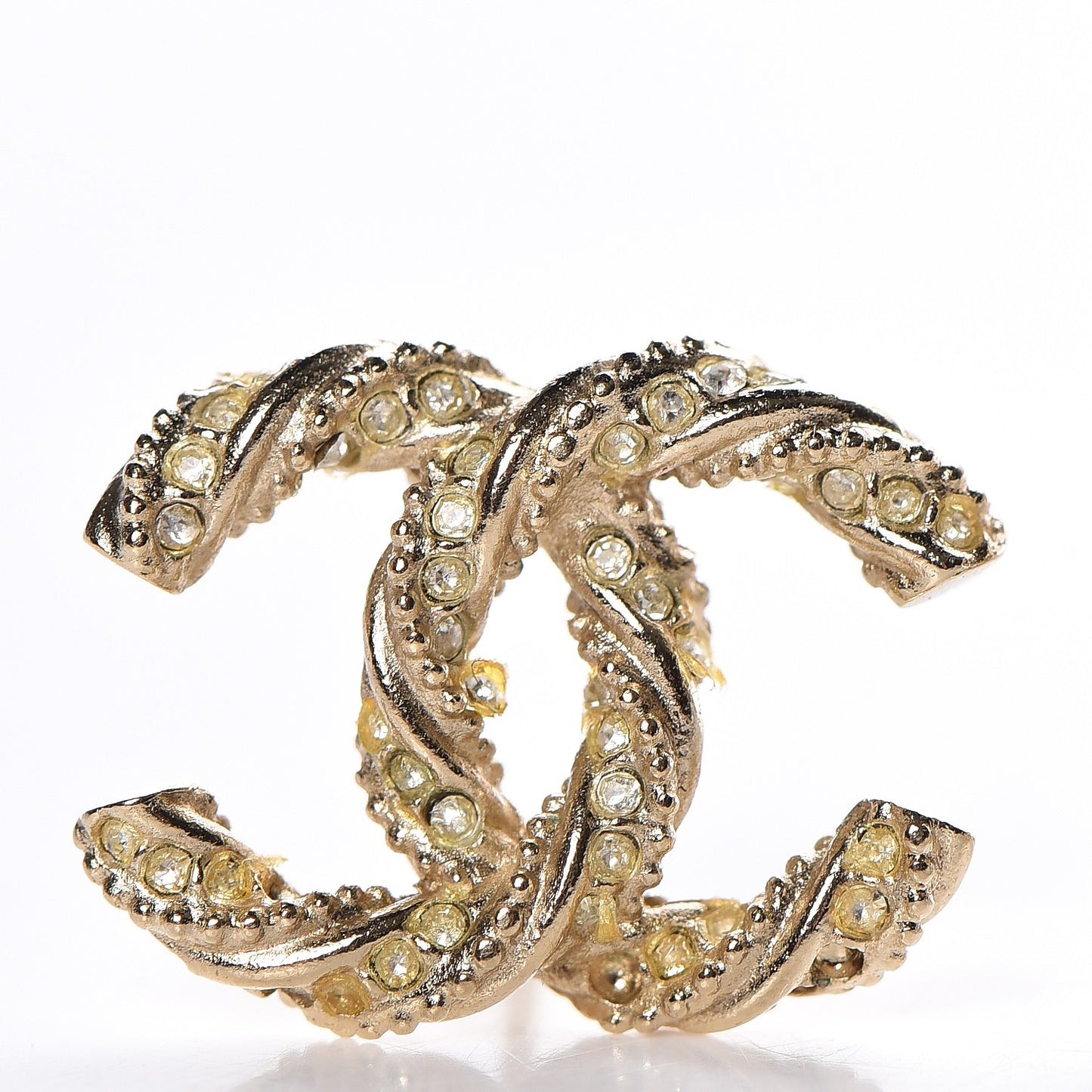 Crystal Twisted CC Earrings Gold