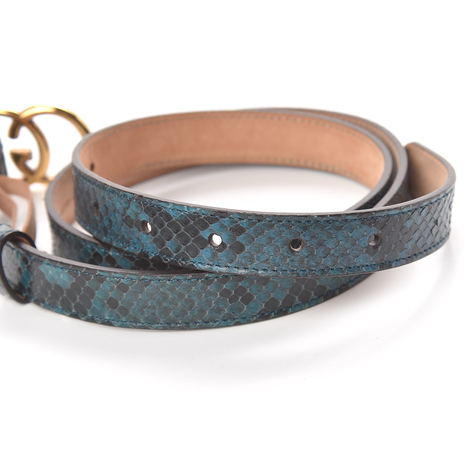 Gucci Snakeskin Double G 20mm Belt 90 36 Green 6 of 8