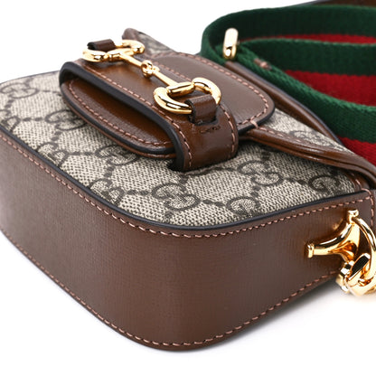 Gucci GG Supreme Monogram Azalea Calfskin Web Horsebit 1955 Wallet On Strap Beige Ebony Brown Sugar 11 of 12