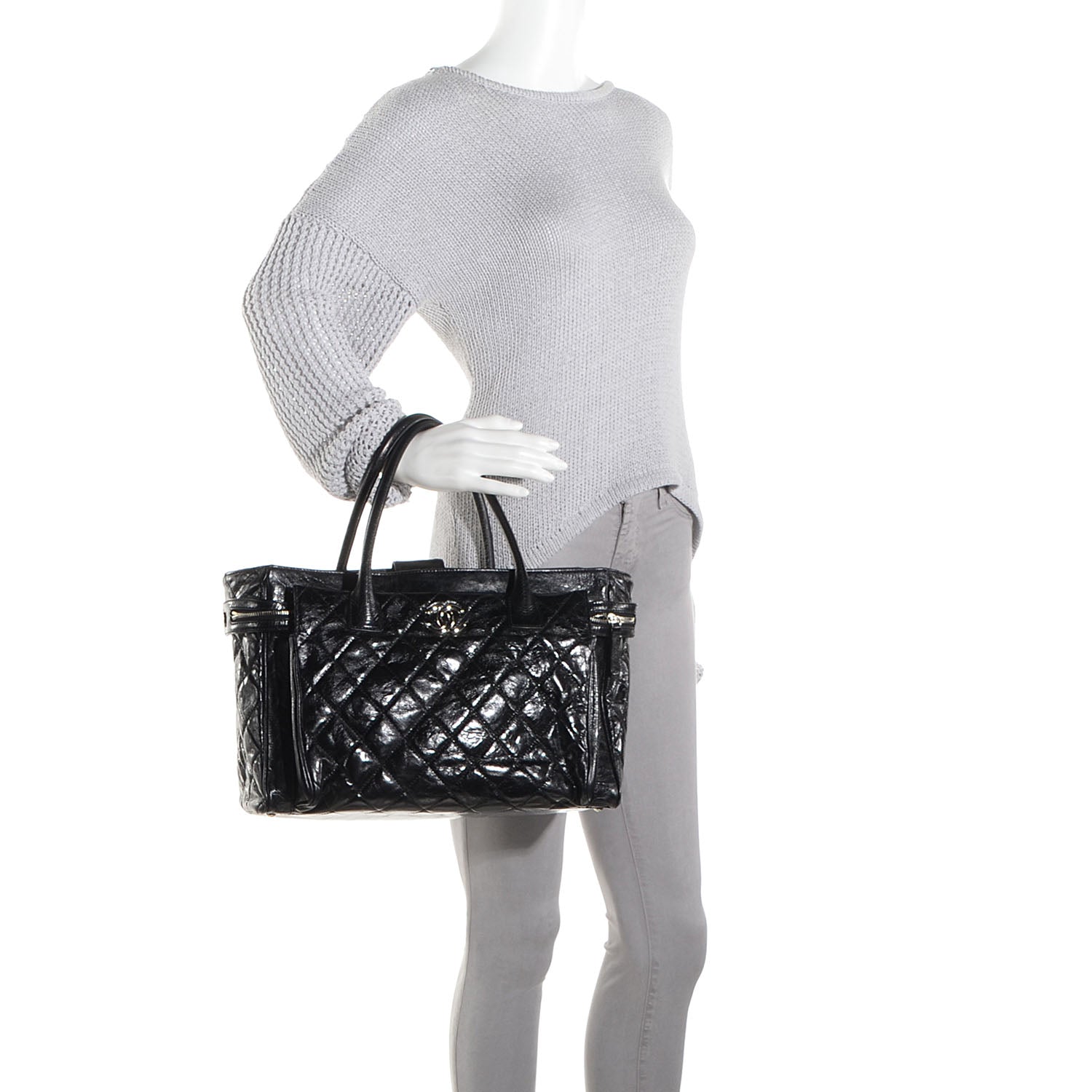 Chanel Glazed Calfskin New Portobello Large Tote Black 2 of 8