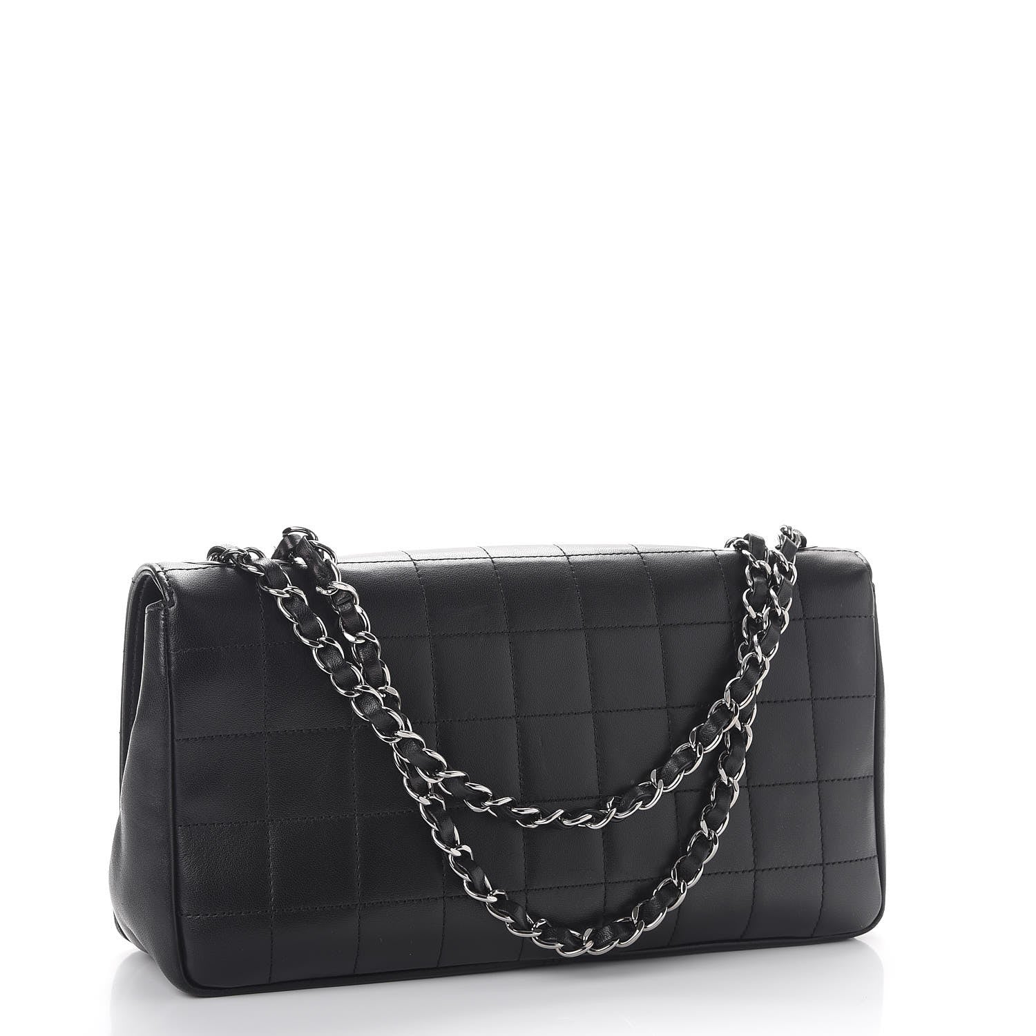 Chanel Lambskin Square Stitched Kiss Lock Flap Black 3 of 13