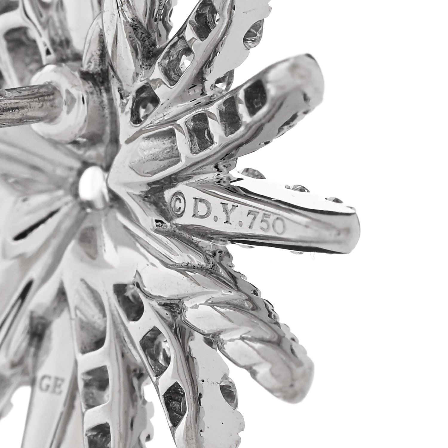 David Yurman 18K White Gold Diamond 19mm Starburst Earrings 4 of 5