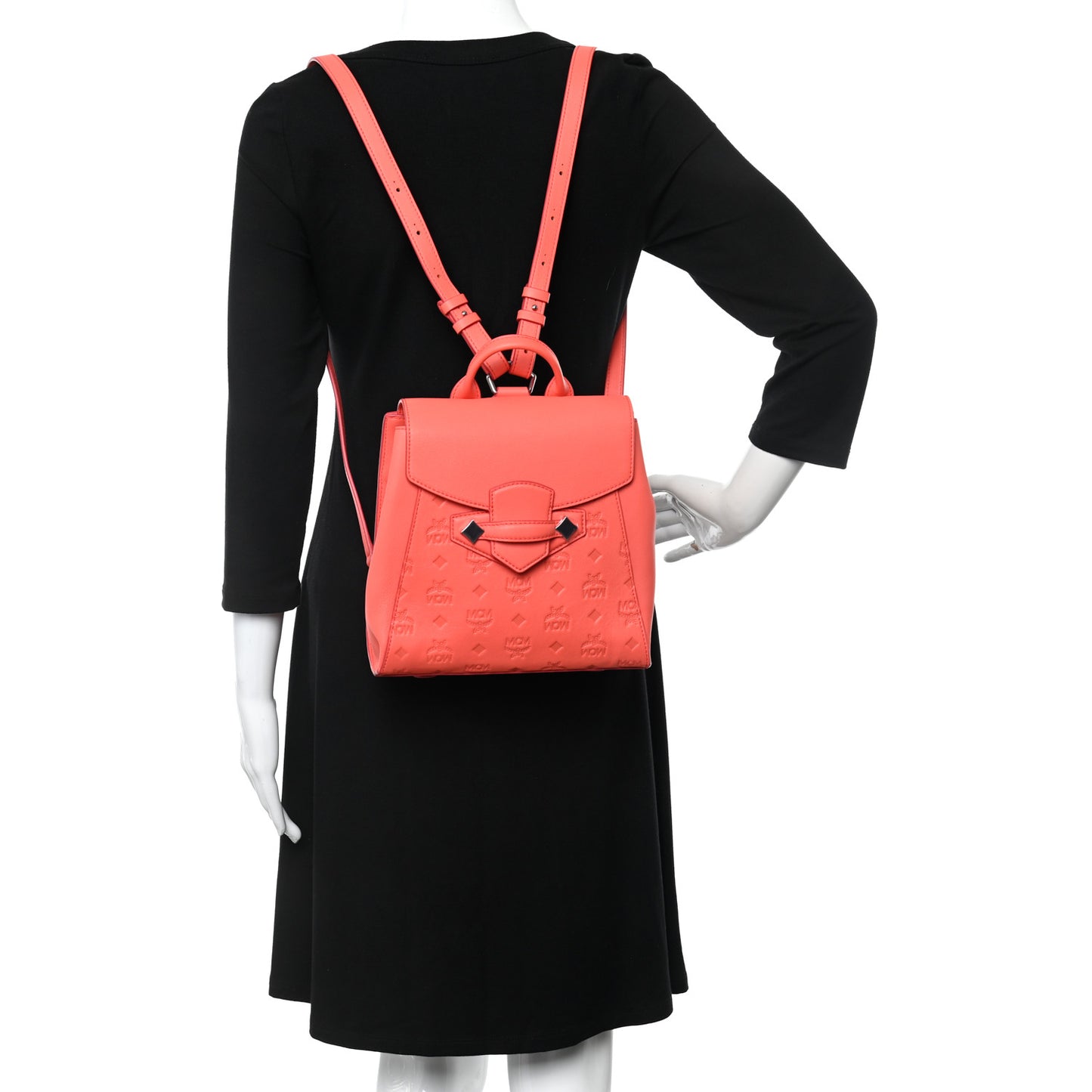 Calfskin Ottomar Monogram Essential Small Backpack Hot Coral