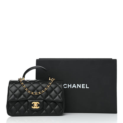 Chanel Lambskin Quilted Mini Top Handle Rectangular Flap Black 12 of 12