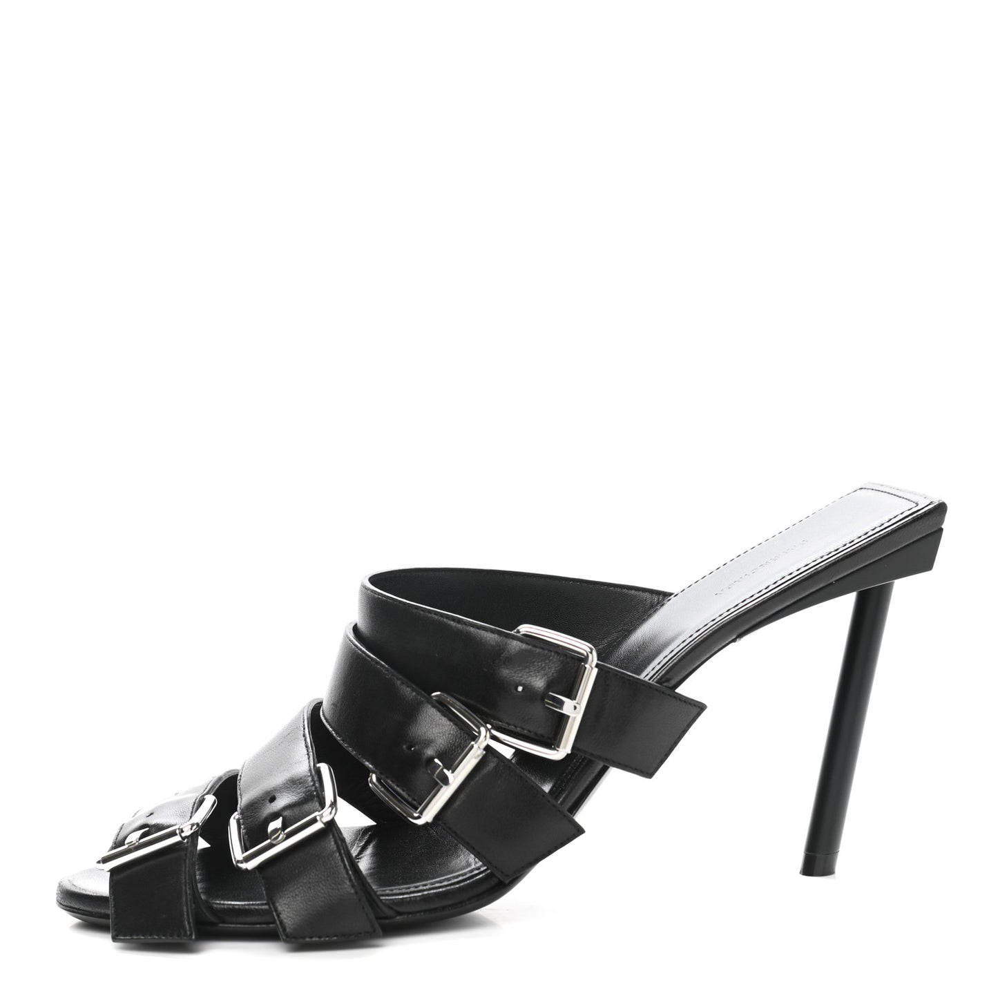 Shiny Sheepskin Bluckle K 80mm Sandals 41 Black
