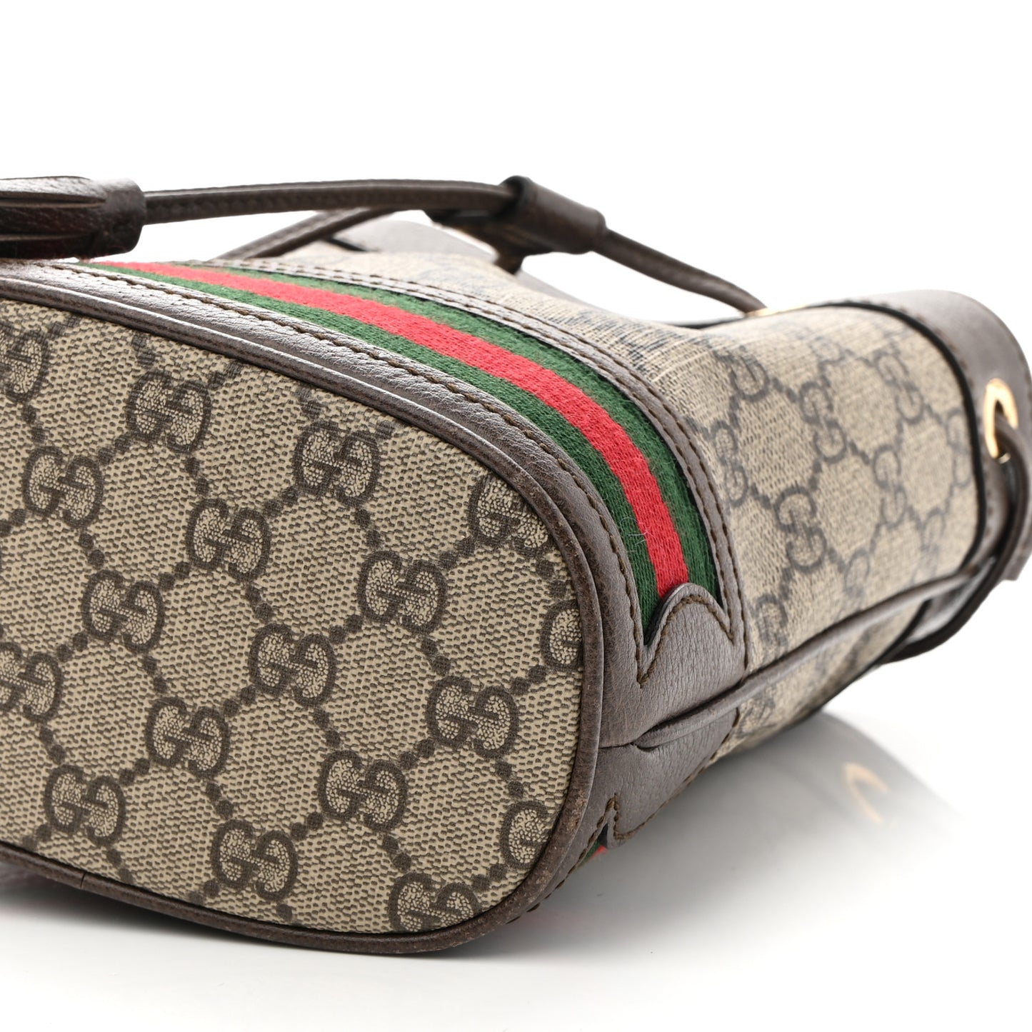 GG Supreme Monogram Web Mini Ophidia Bucket Bag Brown