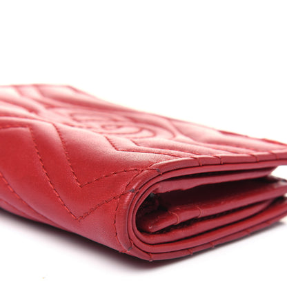 Gucci Calfskin Matelasse GG Marmont Card Case Wallet Hibiscus Red 16 of 19