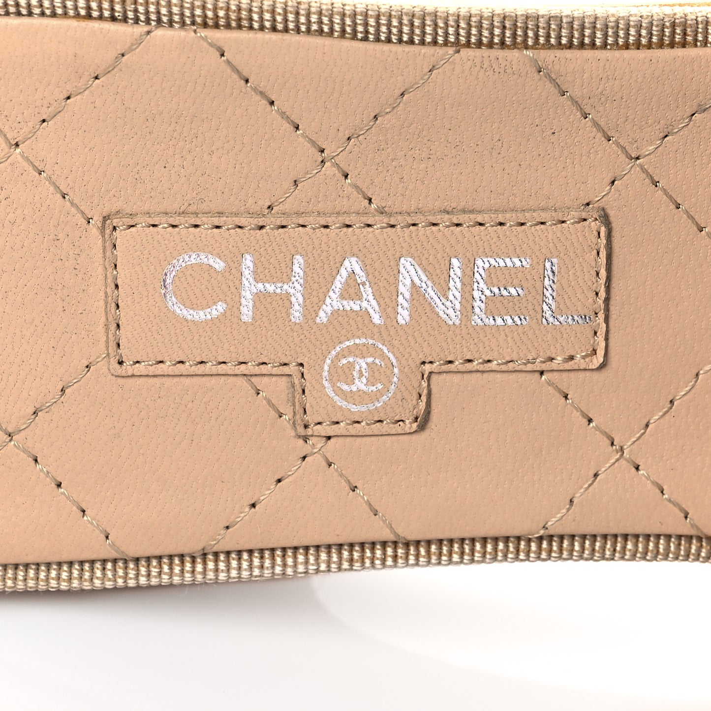 Lambskin Quilted Turn Lock CC Platform Mule 40 Beige
