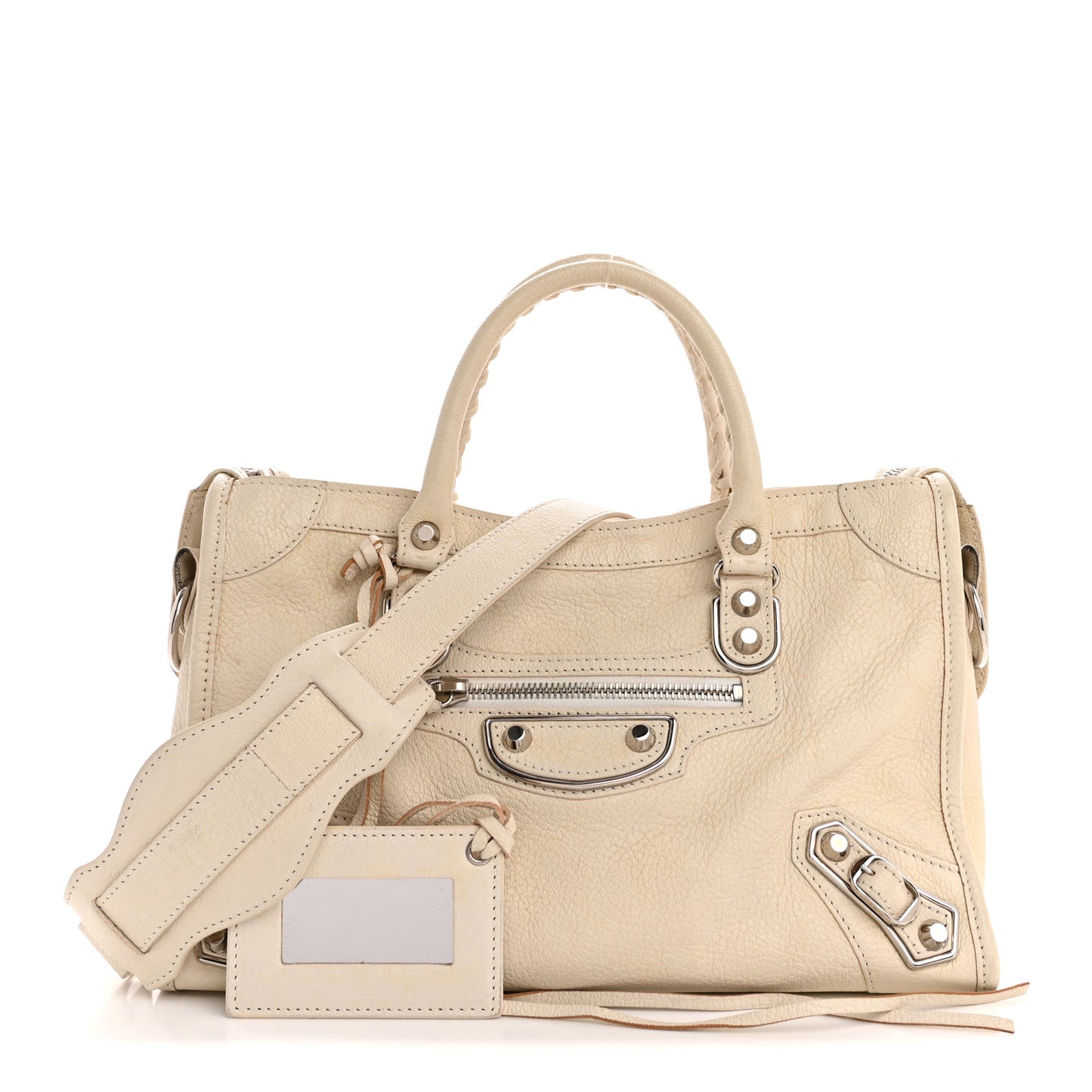 Chevre Silver Metallic Edge Hardware S City Blanc Neige