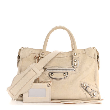 Balenciaga Chevre Silver Metallic Edge Hardware S City Blanc Neige 3 of 15