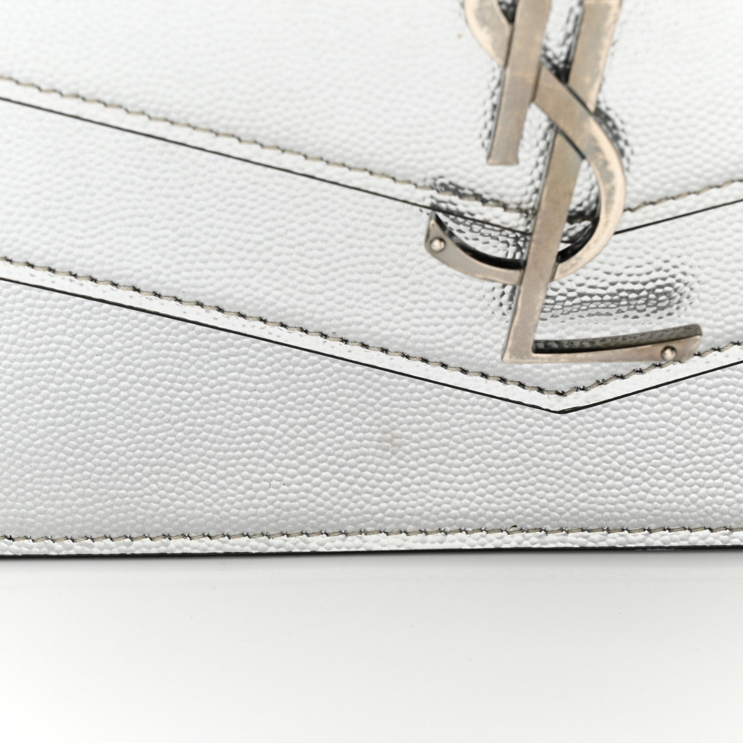 Saint Laurent Grain De Poudre Monogram Medium Sulpice Shoulder Bag Silver 11 of 15