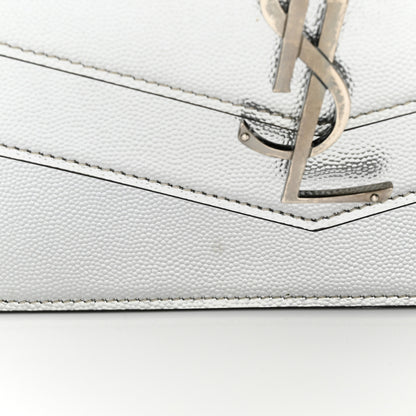 Saint Laurent Grain De Poudre Monogram Medium Sulpice Shoulder Bag Silver 11 of 15