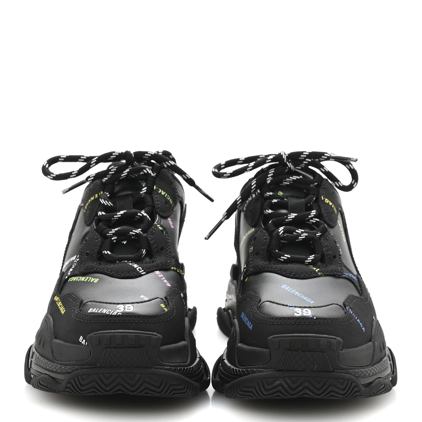 Technical Fabric Allover Logo Womens Triple S Sneakers 39 Black Multicolor