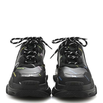 Balenciaga Technical Fabric Allover Logo Womens Triple S Sneakers 39 Black Multicolor 3 of 9