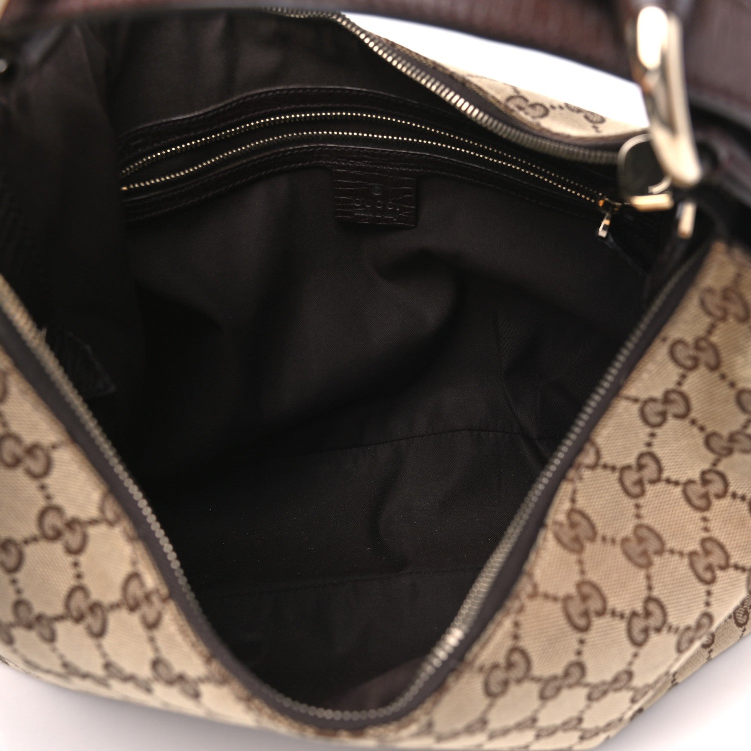 Gucci Monogram Medium Horsebit Chain Hobo Dark Brown 4 of 9