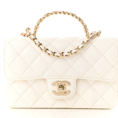 Chanel Lambskin Quilted Mini Crystal Top Handle Rectangular Flap White 8 of 10