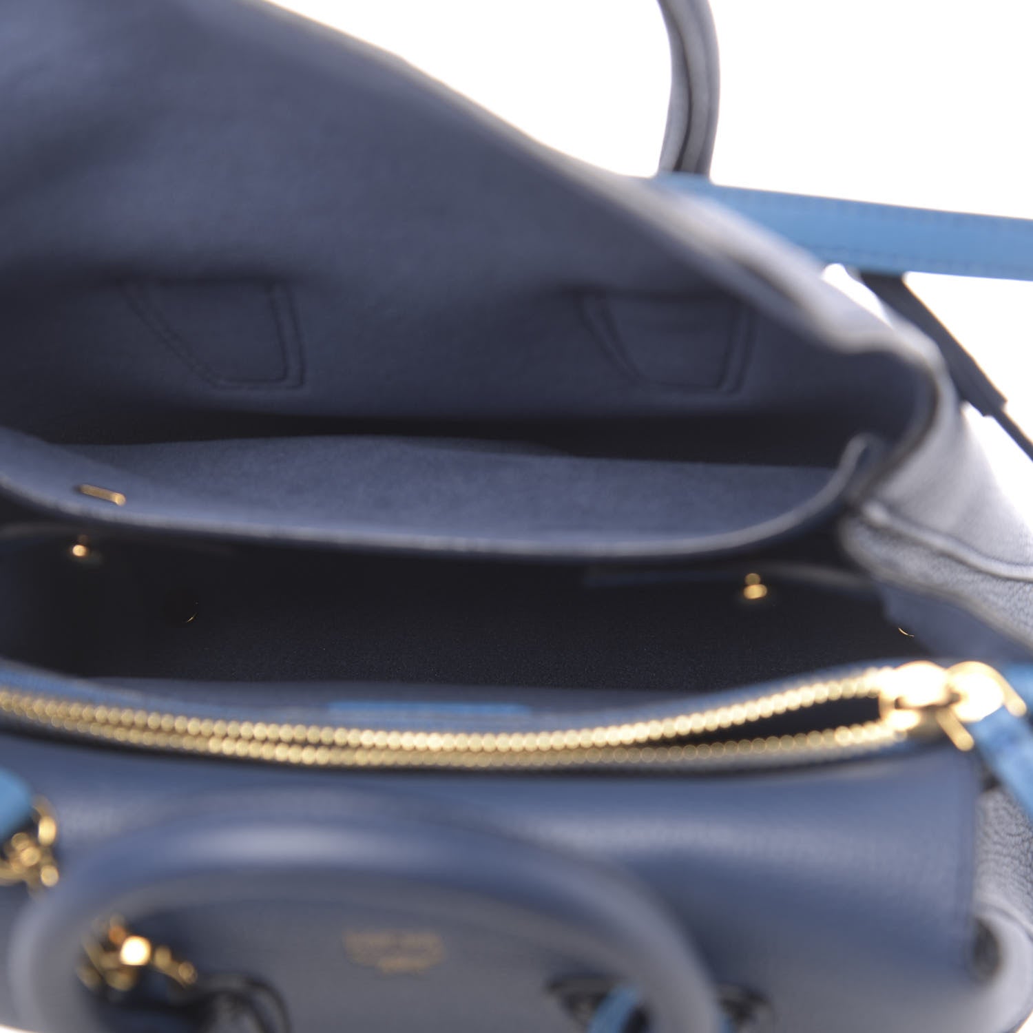 MCM Grained Calfskin Mini Milla Tote Navy 6 of 14