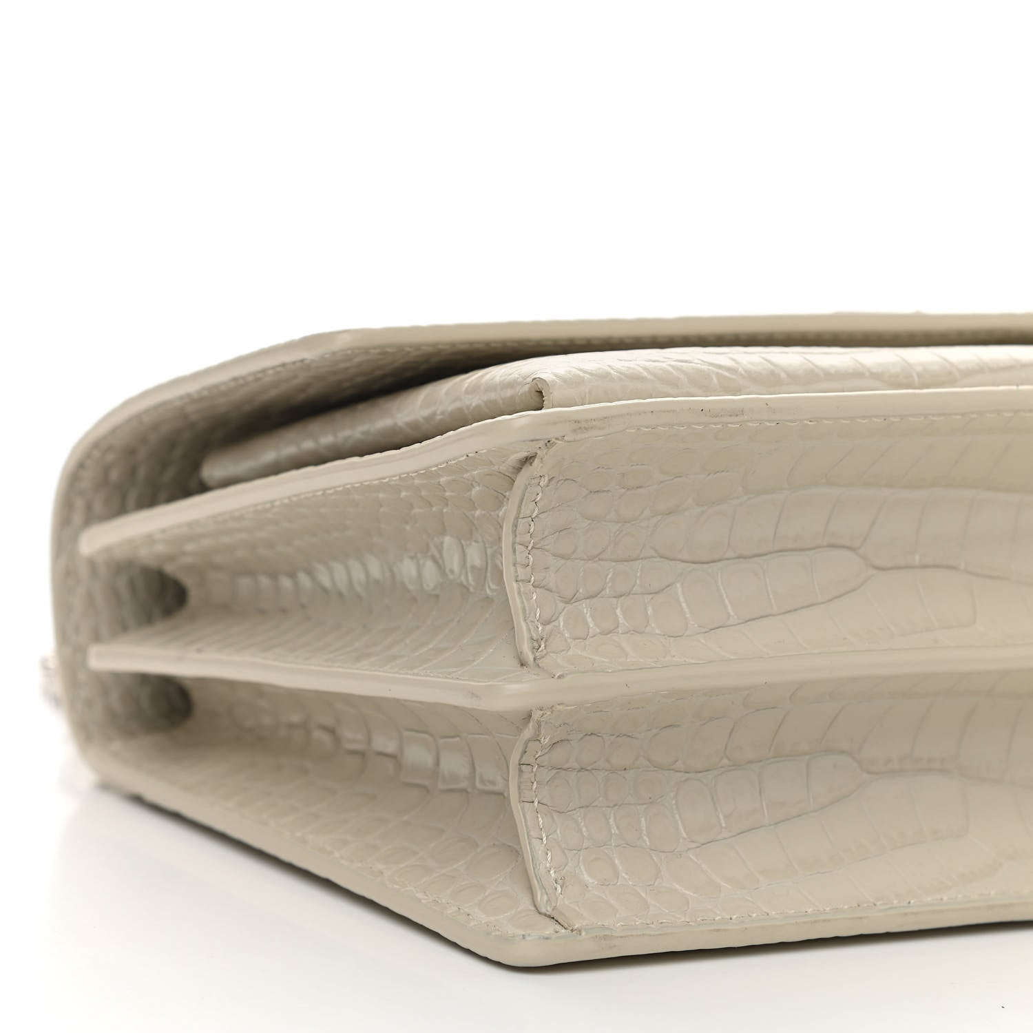 Saint Laurent Calfskin Crocodile Embossed Medium Monogram Sunset Blanc Vintage 5 of 10