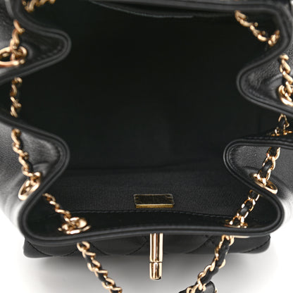 Chanel Lambskin Quilted Small Duma Drawstring Backpack Black 4 of 9