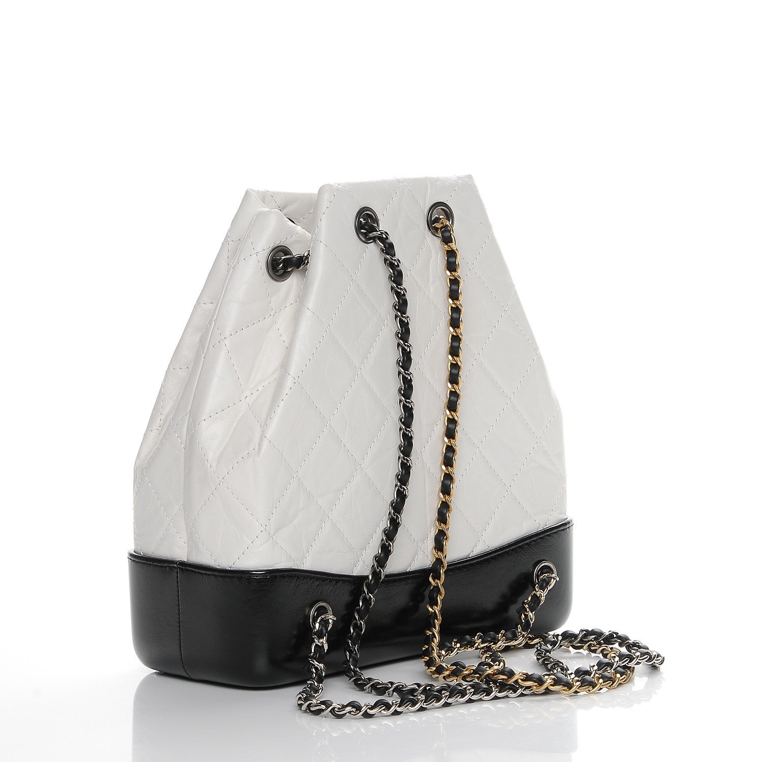 Chanel Aged Calfskin Quilted Small Gabrielle Backpack Black White 3 of 9