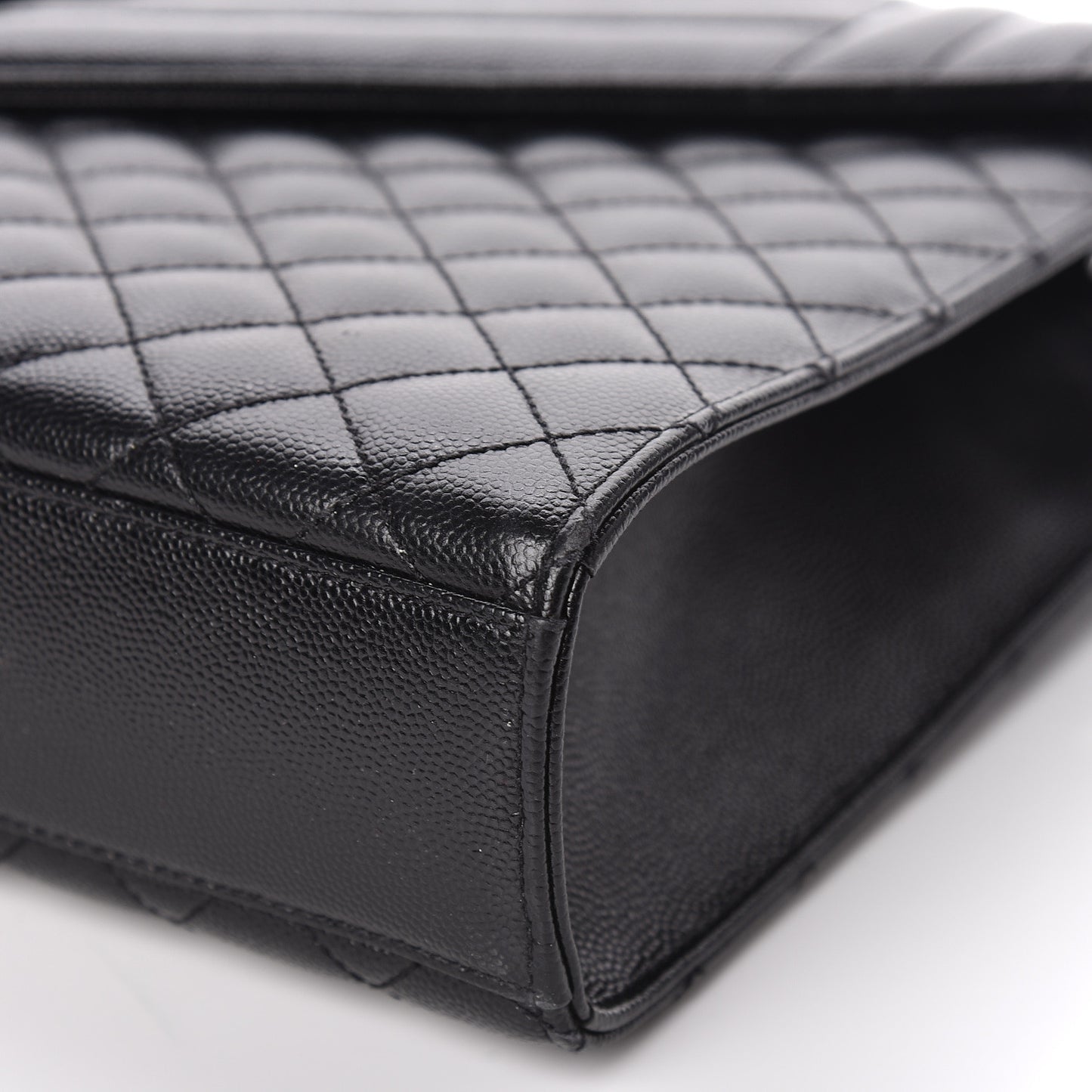 Grain De Poudre Textured Mixed Matelasse Large Triquilt Monogram Monochrome Satchel Black
