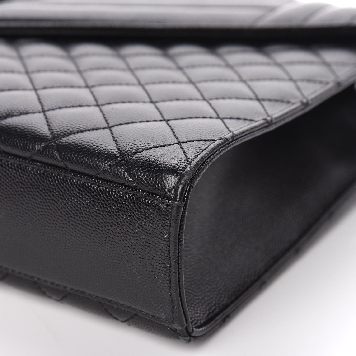 Saint Laurent Grain De Poudre Textured Mixed Matelasse Large Triquilt Monogram Monochrome Satchel Black 9 of 10