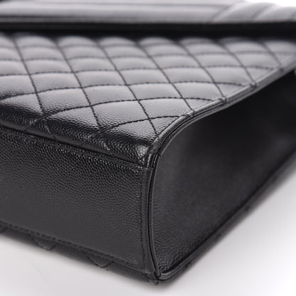 Saint Laurent Grain De Poudre Textured Mixed Matelasse Large Triquilt Monogram Monochrome Satchel Black 9 of 10
